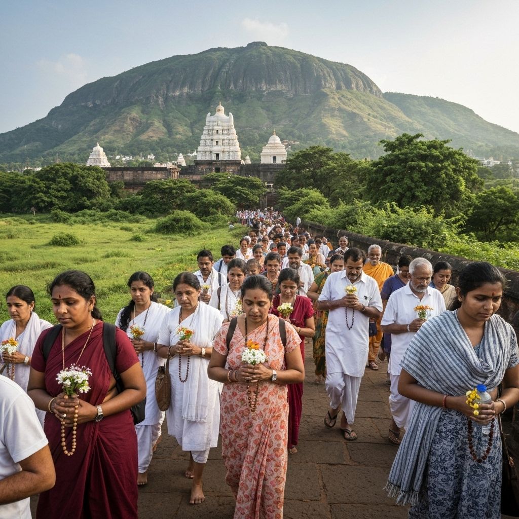 Pilgrims walking around Arunachala